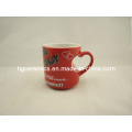 Decalque vermelho do coração caneca impressa, caneca do coração, caneca vermelha, caneca